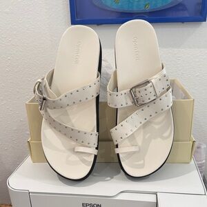 Open Edit Women's Studded Cream Sandals